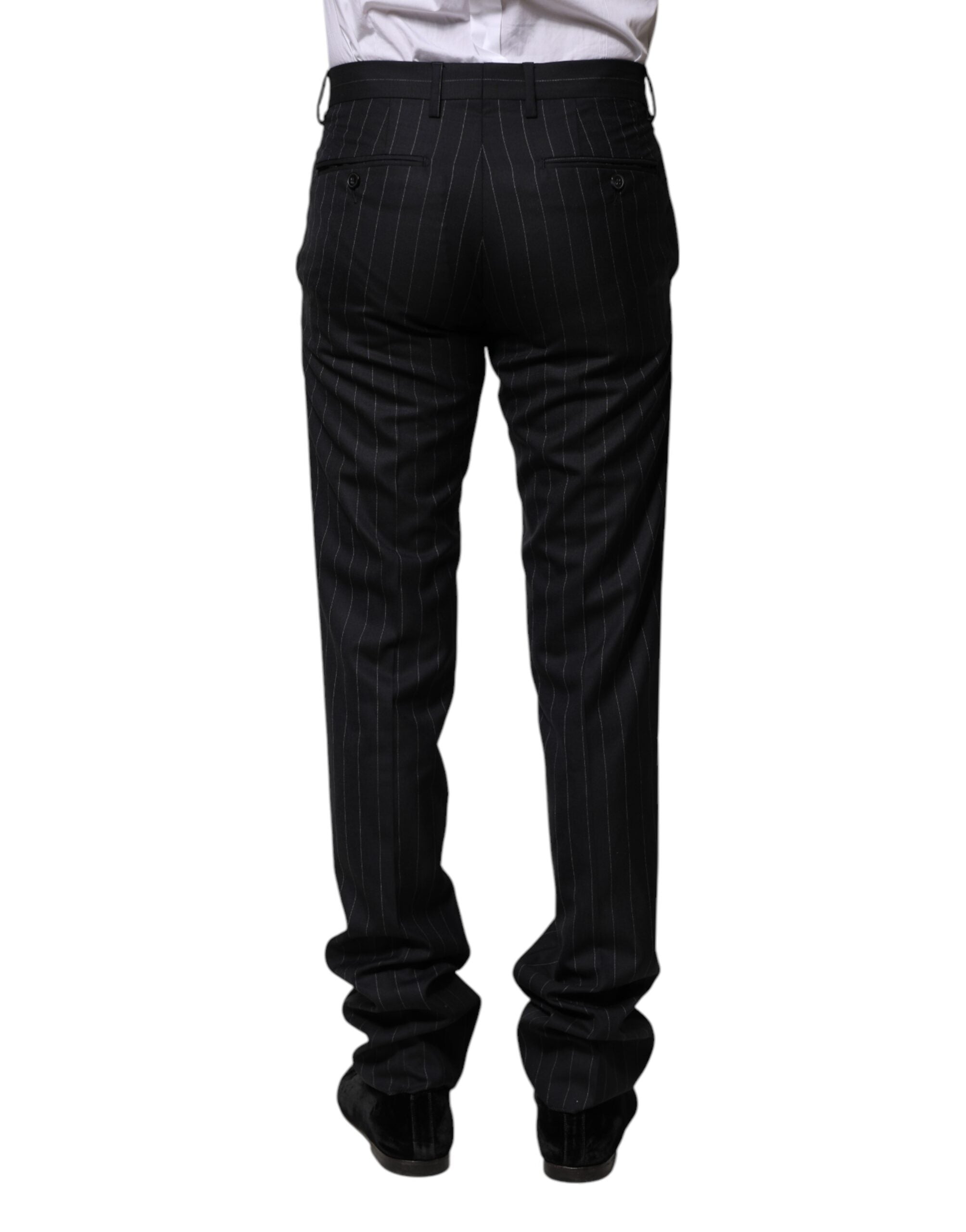 Dolce & Gabbana Gestreifte formelle Hose aus schwarzer Wolle