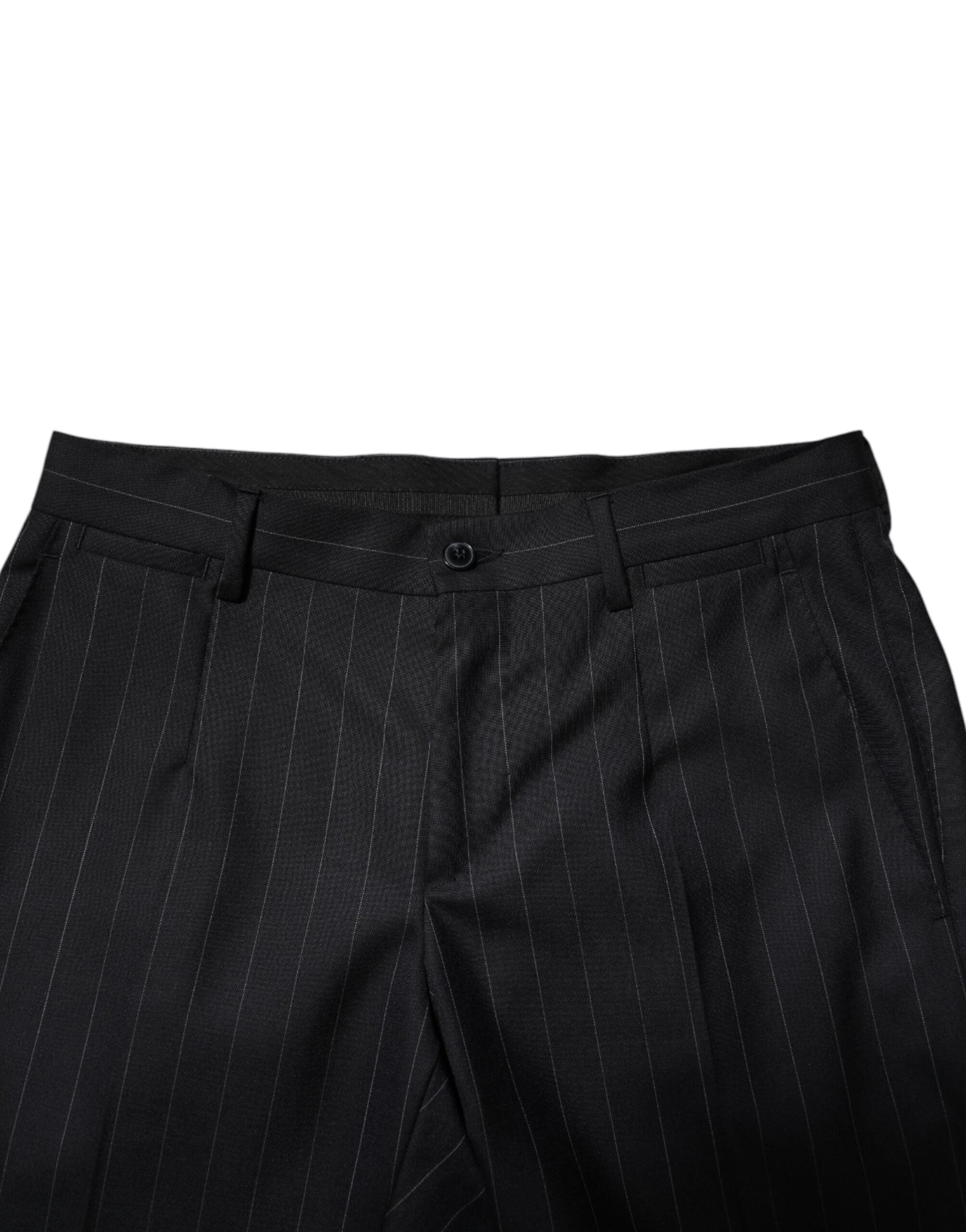 Dolce & Gabbana Gestreifte formelle Hose aus schwarzer Wolle