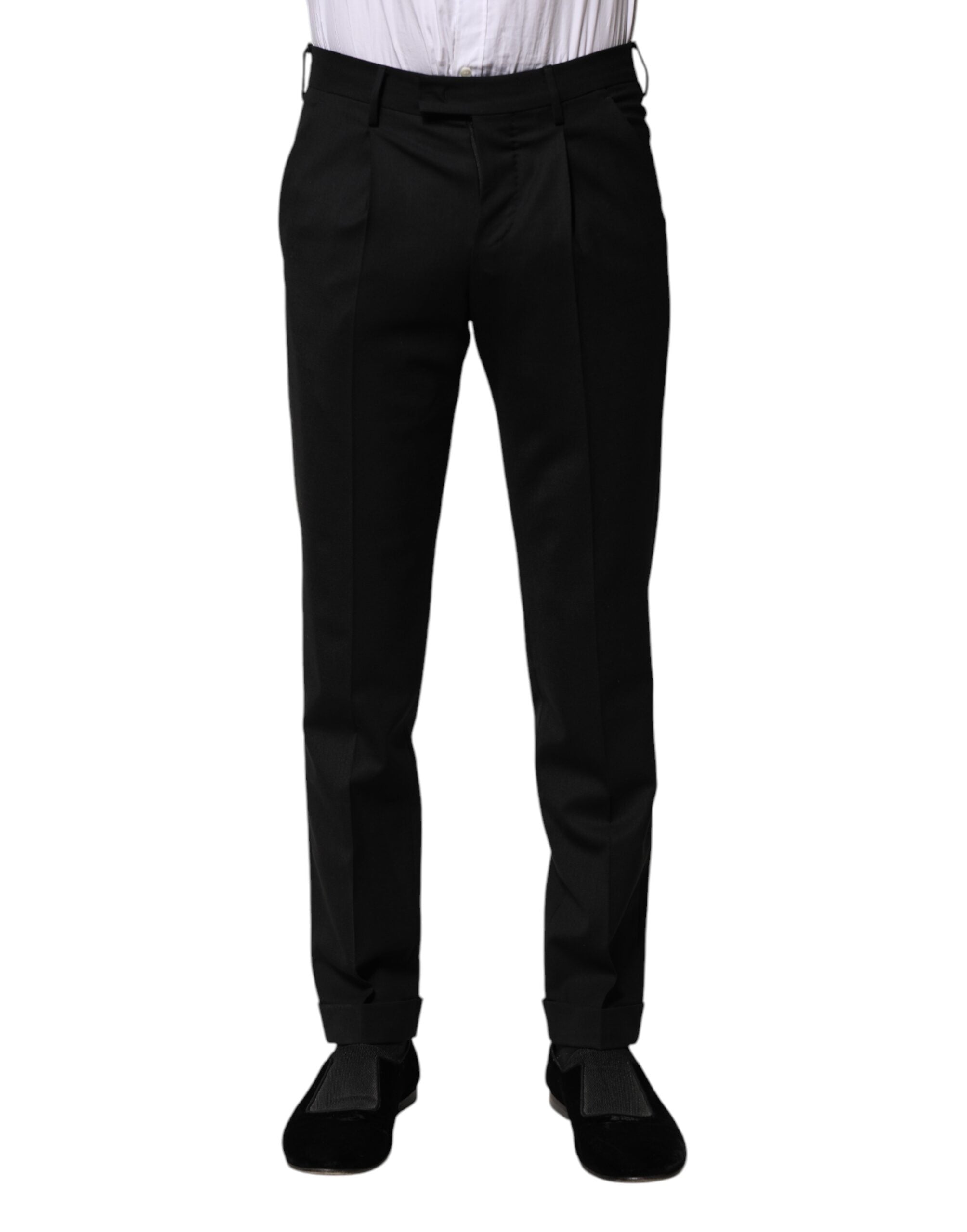 PT Torino Schwarze Solid Formal Tapered Herren Anzughose