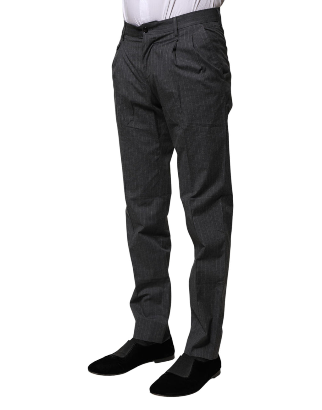 Dolce & Gabbana Grau gestreifte formelle Hose aus Baumwolle