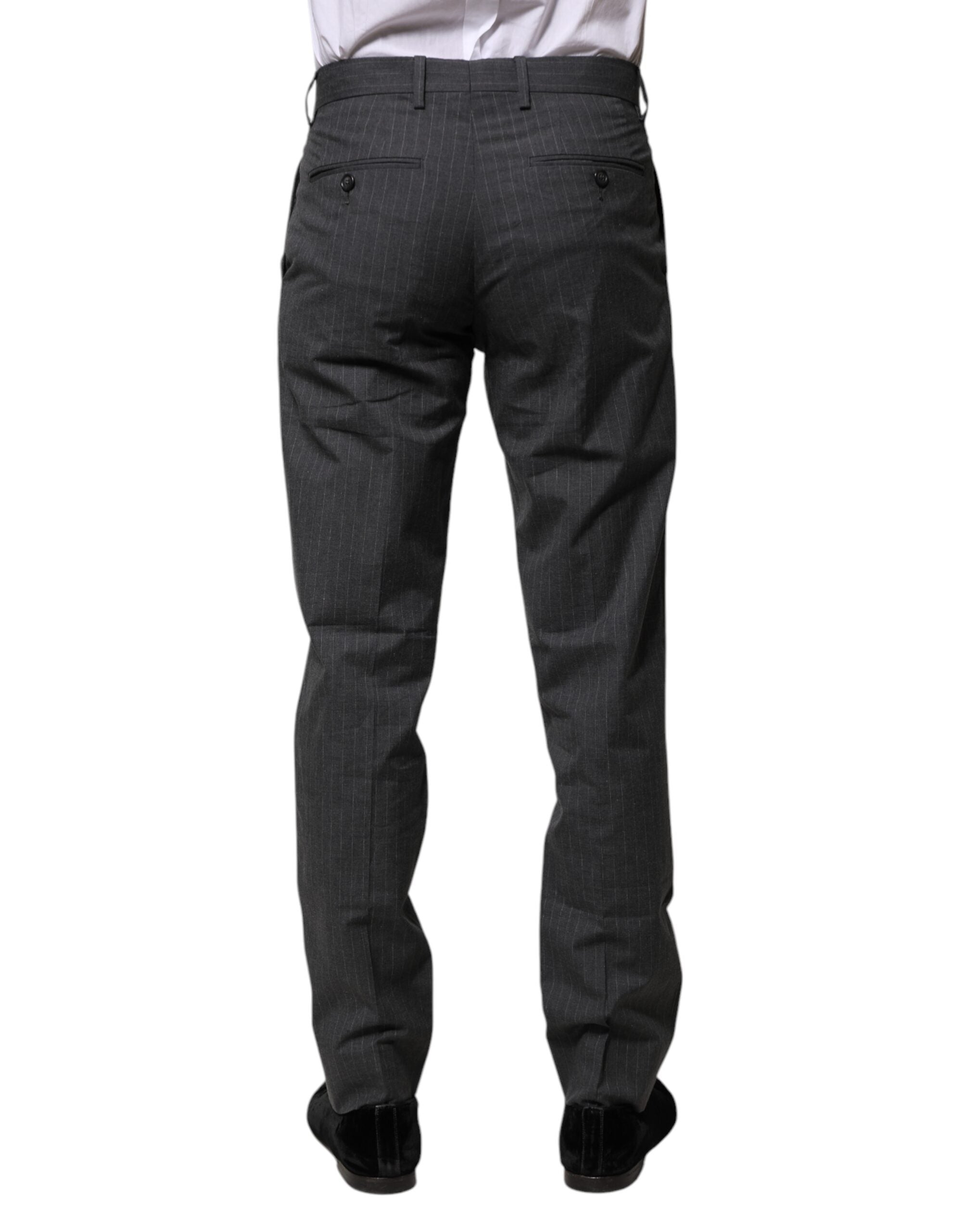 Dolce & Gabbana Grau gestreifte formelle Hose aus Baumwolle