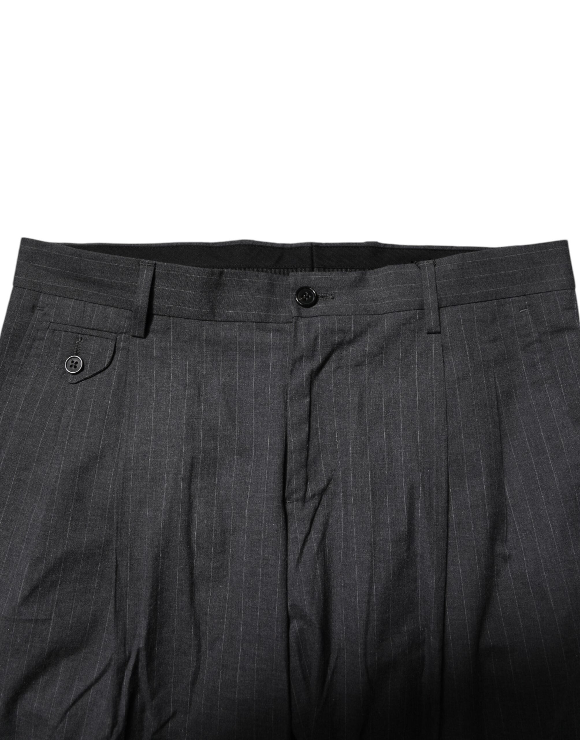 Dolce & Gabbana Grau gestreifte formelle Hose aus Baumwolle
