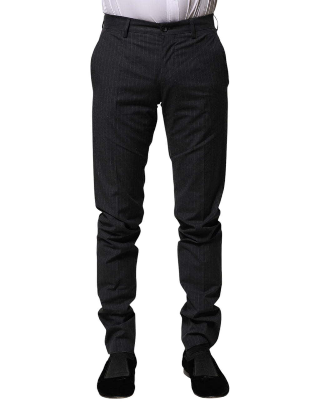 Dolce & Gabbana Graue gestreifte formelle Hose aus Baumwolle
