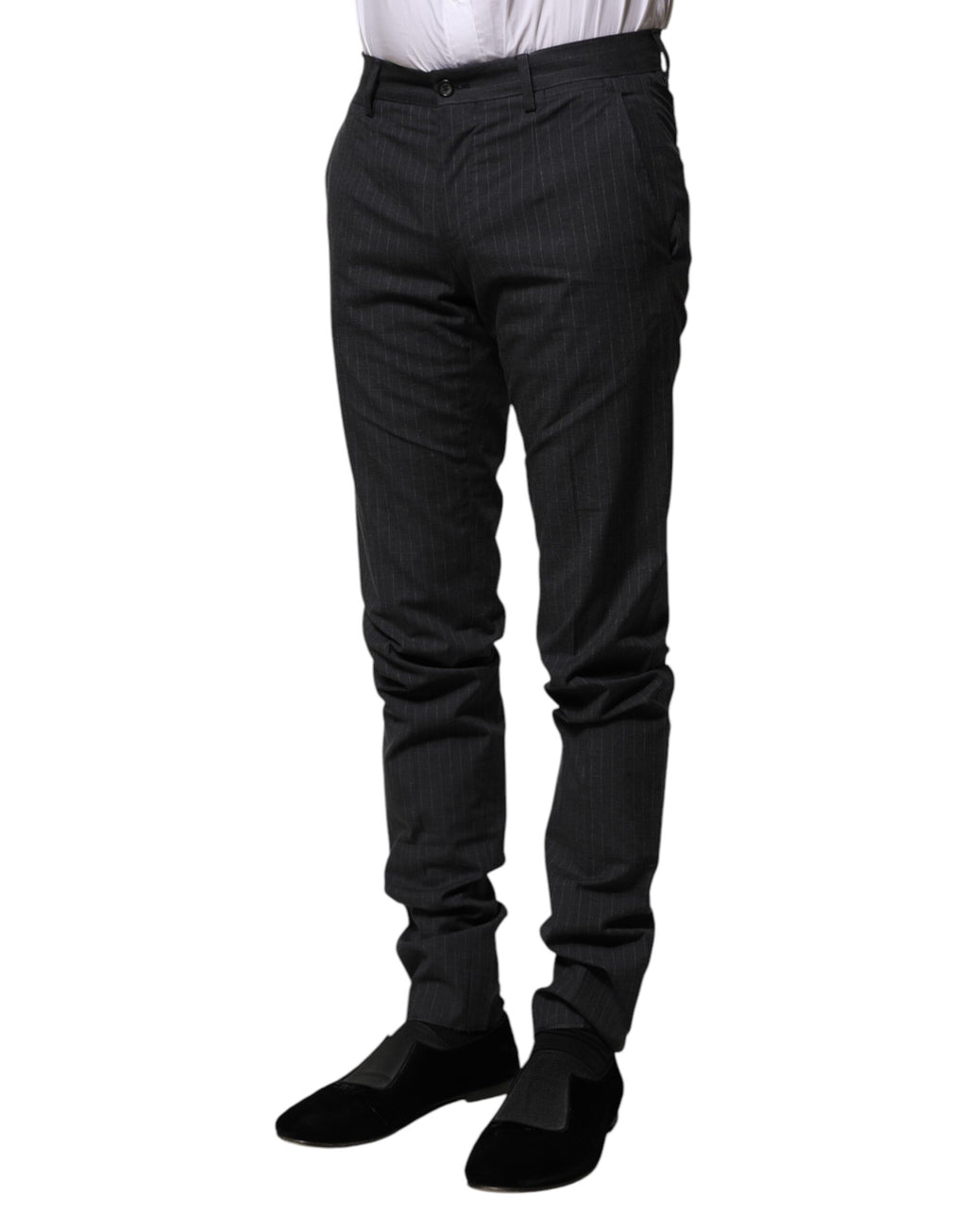 Dolce & Gabbana Graue gestreifte formelle Hose aus Baumwolle