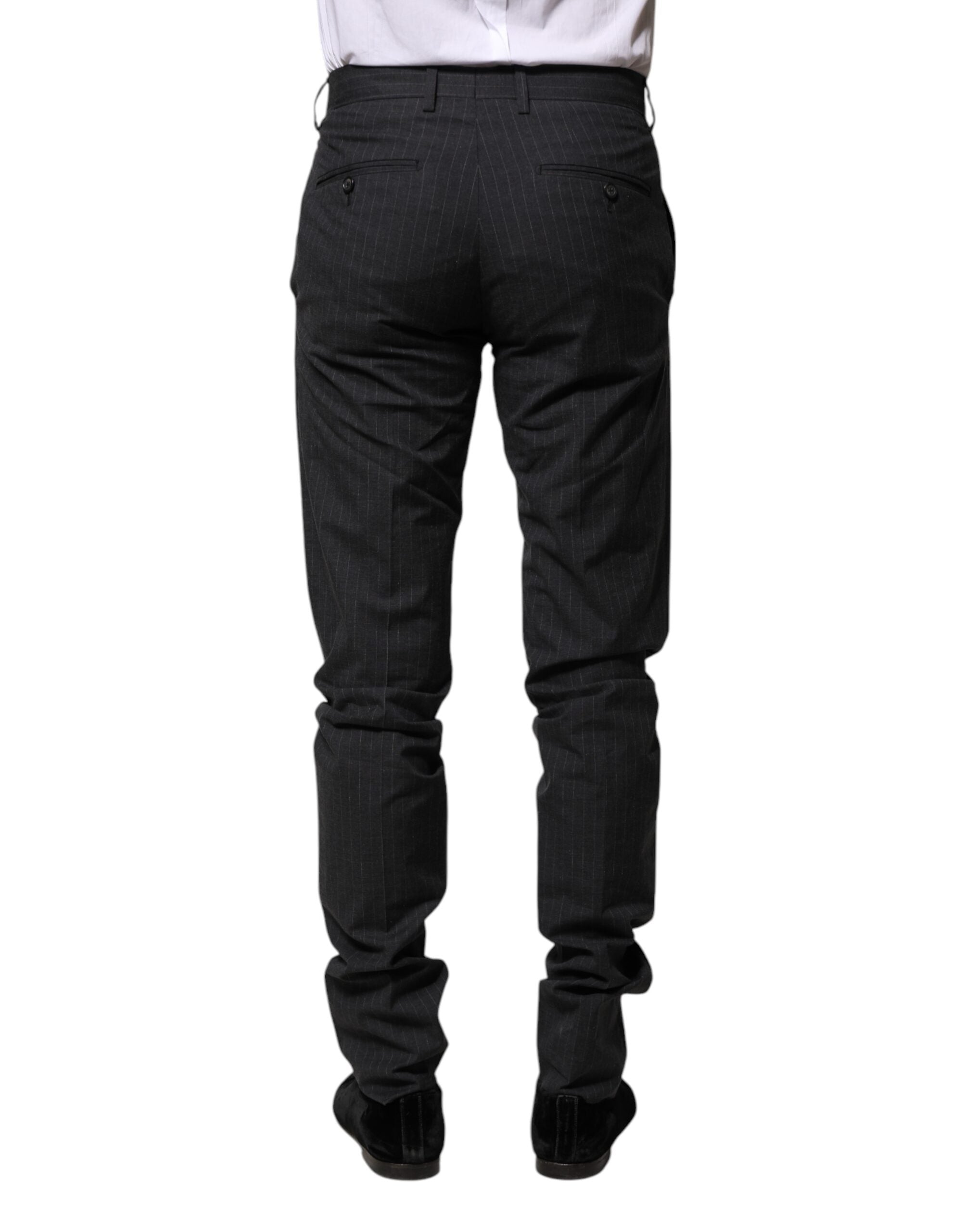 Dolce & Gabbana Graue gestreifte formelle Hose aus Baumwolle
