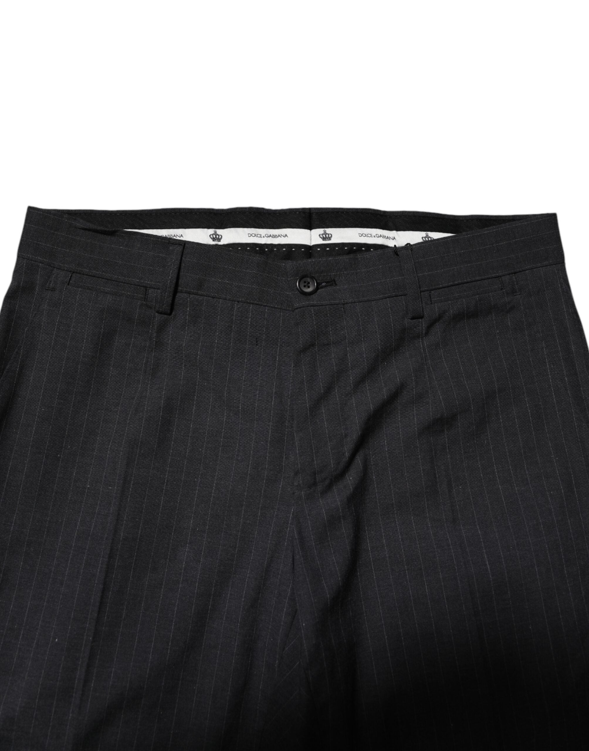 Dolce & Gabbana Graue gestreifte formelle Hose aus Baumwolle