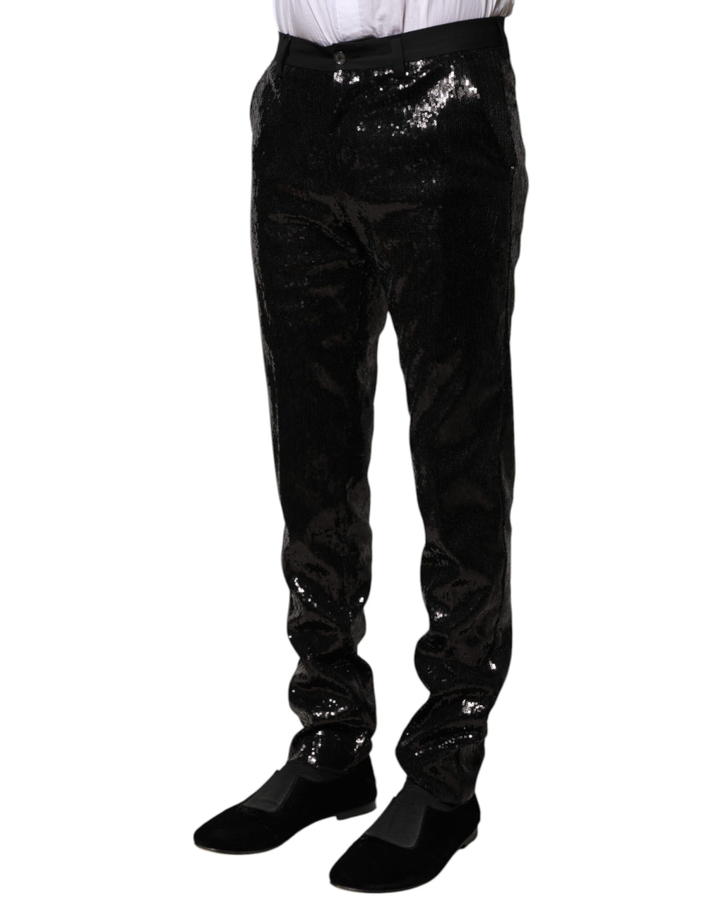 Dolce & Gabbana Schwarze Hose mit Pailletten-Verzierung
