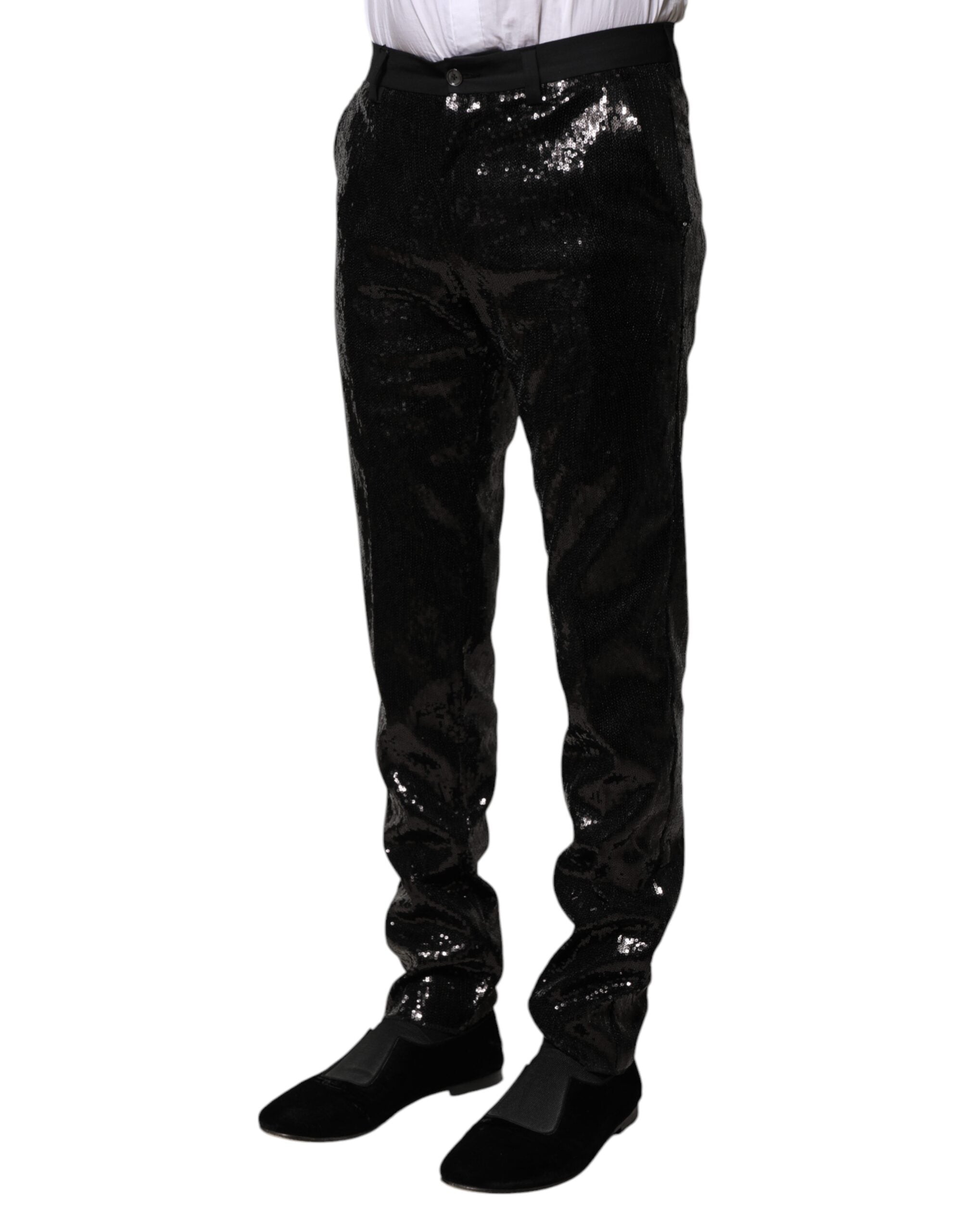 Dolce & Gabbana Schwarze Hose mit Pailletten-Verzierung