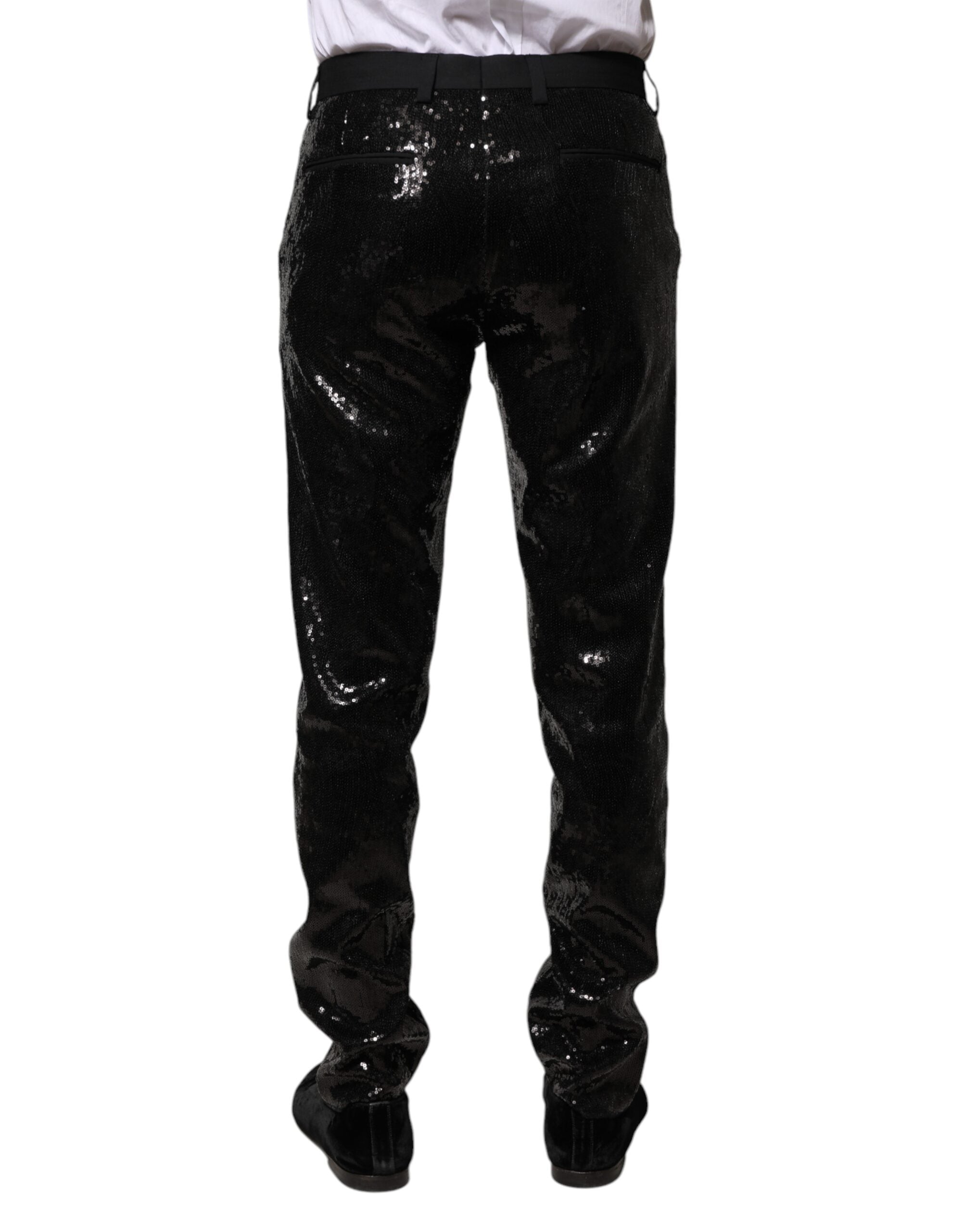 Dolce & Gabbana Schwarze Hose mit Pailletten-Verzierung