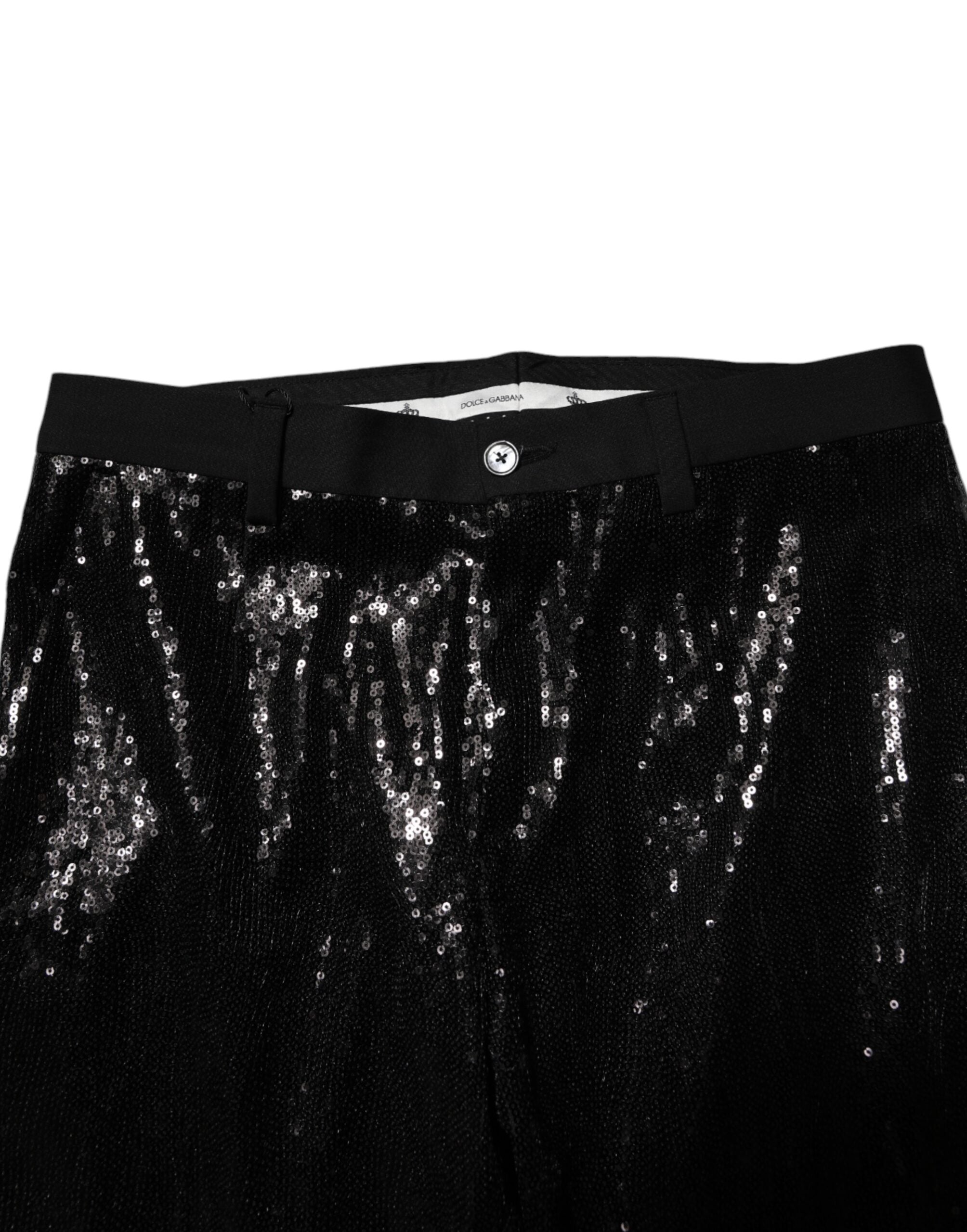 Dolce & Gabbana Schwarze Hose mit Pailletten-Verzierung