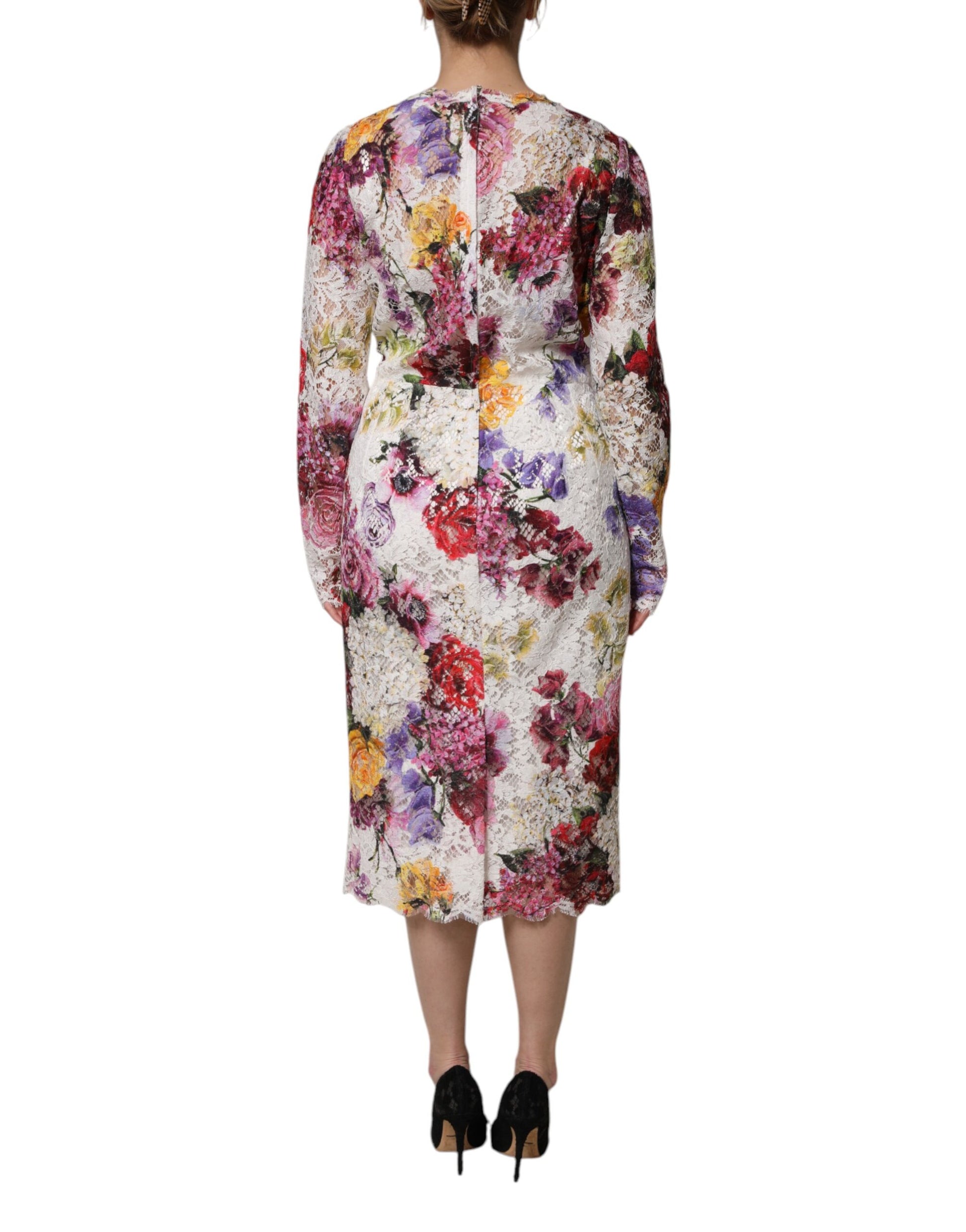 Dolce & Gabbana Multicolor Floral Langärmeliges Kleid in A-Linie