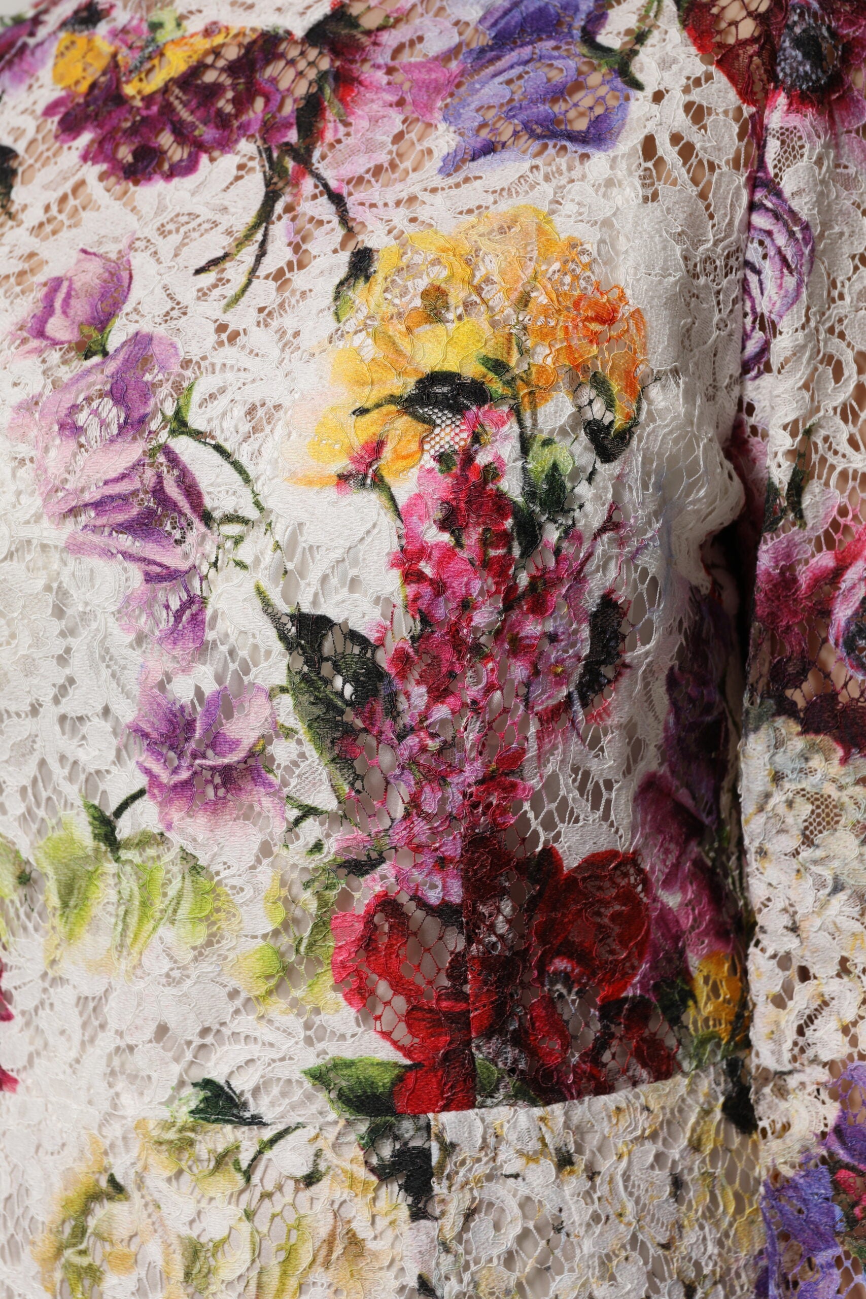 Dolce & Gabbana Multicolor Floral Langärmeliges Kleid in A-Linie
