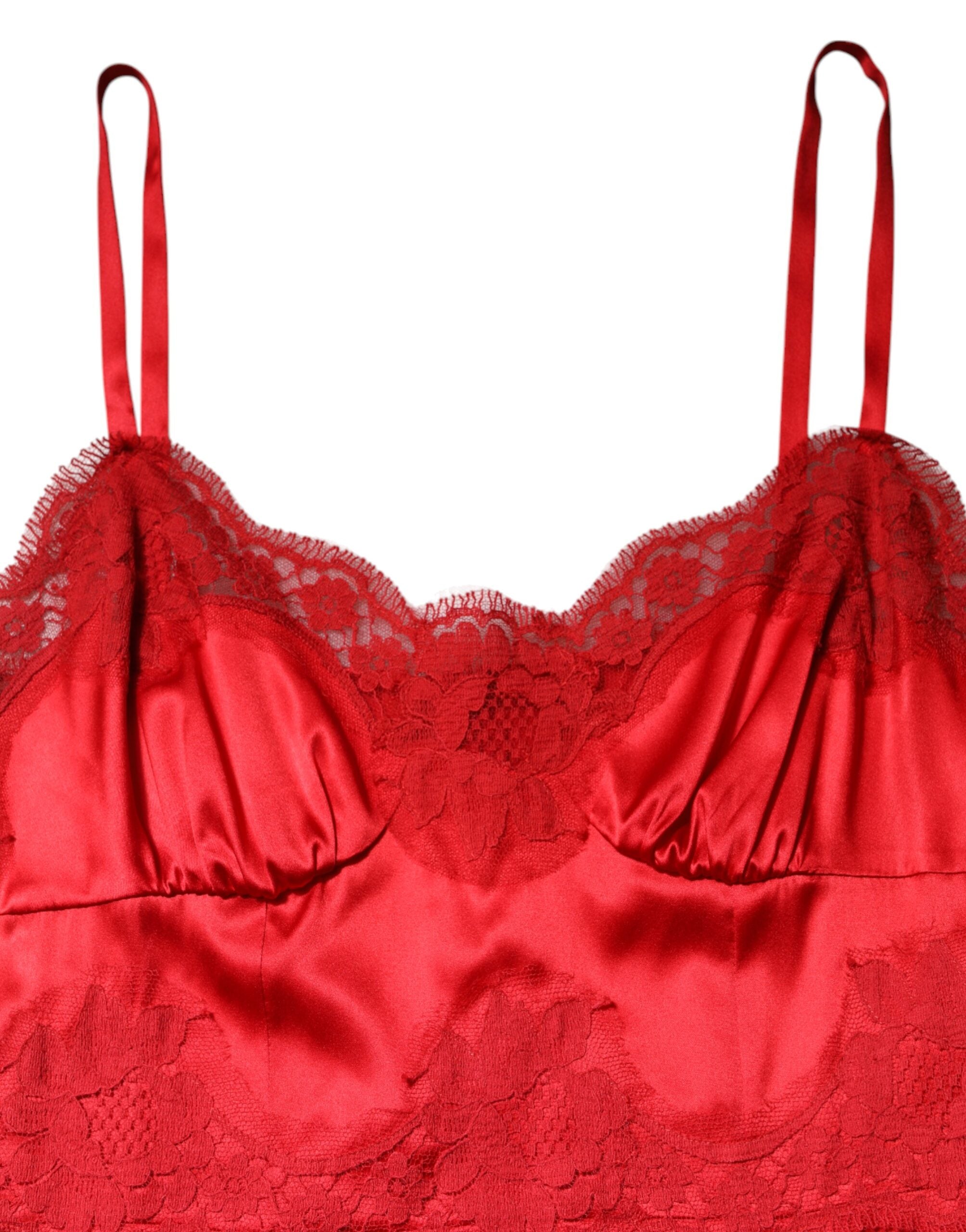Dolce & Gabbana Rotes ärmelloses langes Maxikleid aus Seide