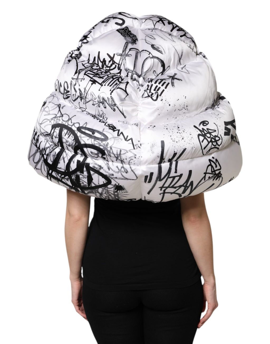 Dolce & Gabbana Witte Polyester Gewatteerde Capuchonmuts met Print