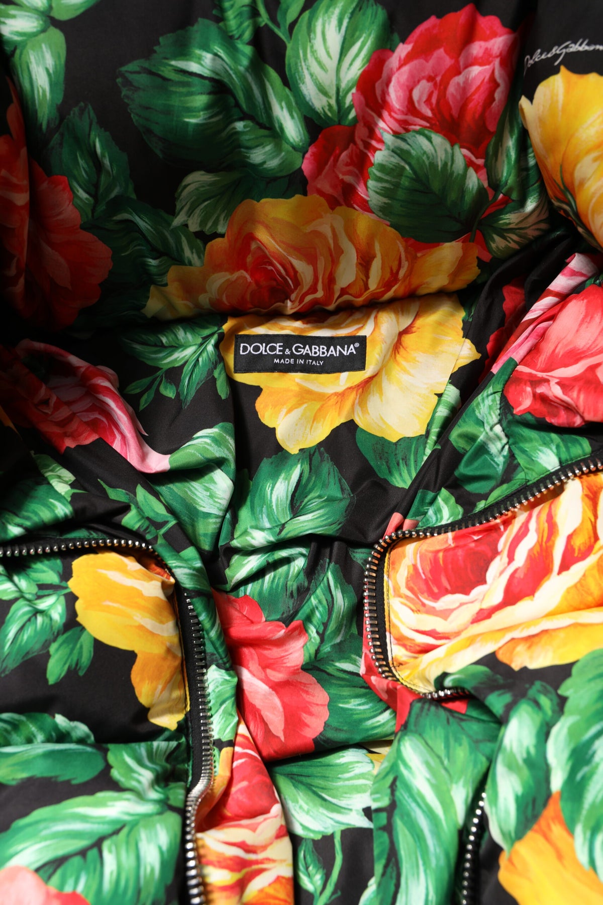 Dolce & Gabbana Meerkleurig Bloemen Pufferjack Met Capuchon