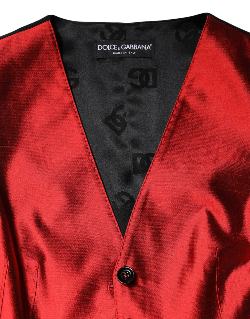 Dolce & Gabbana Rood Zwart Knoopsluiting Mouwloos Vest Top