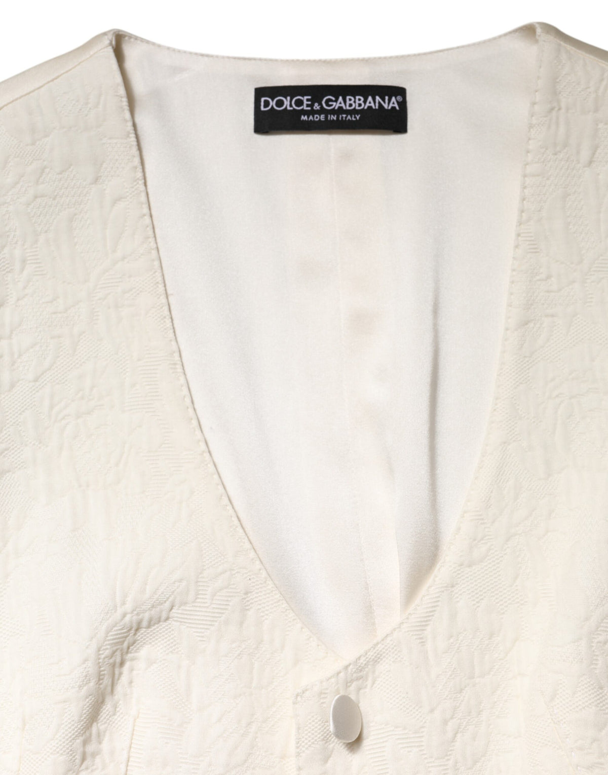 Dolce & Gabbana Ivoor Katoenen Knoopsluiting Mouwloze Gilet Top
