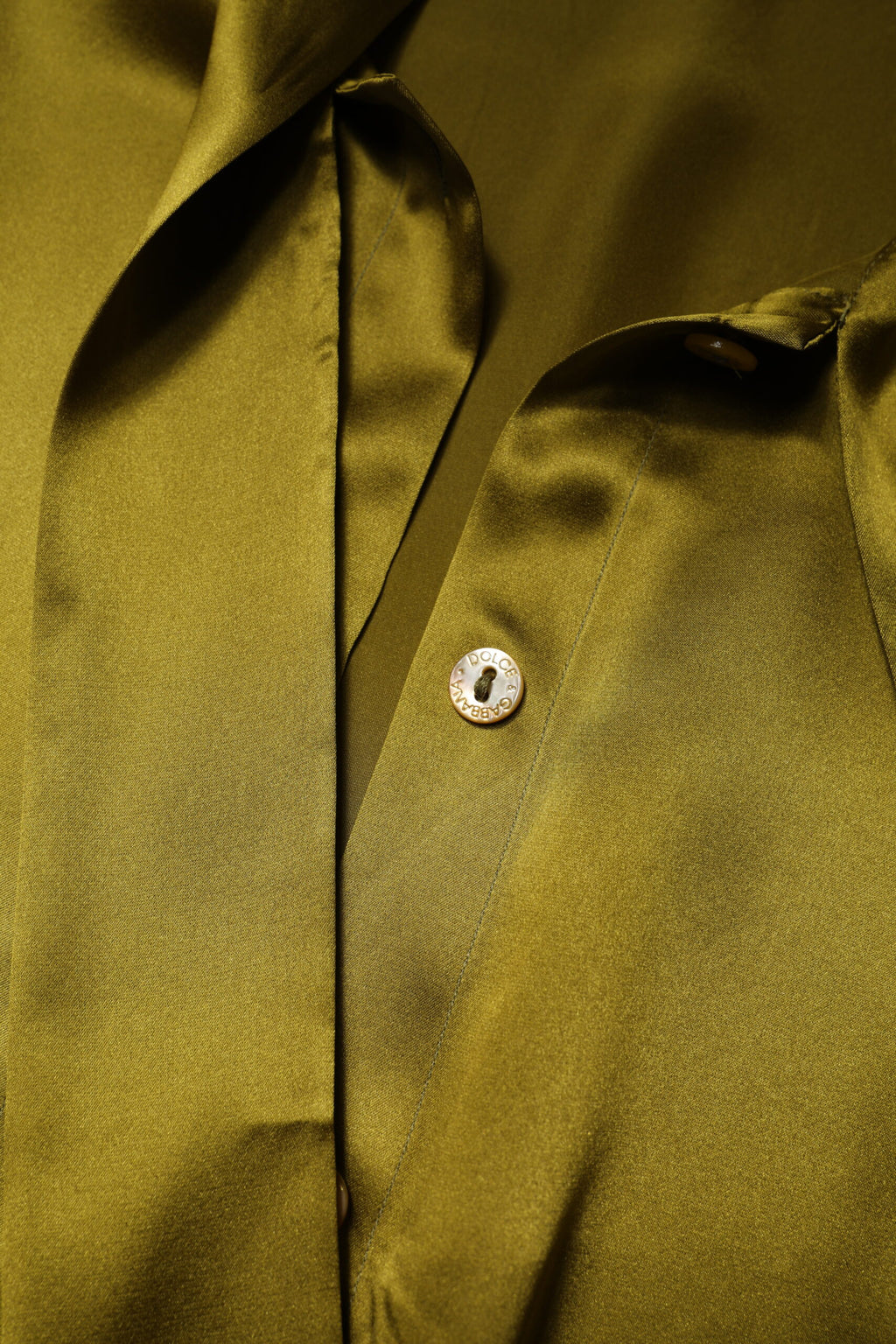 Dolce & Gabbana Grüner Ascot-Kragen Langarm-Bluse Top