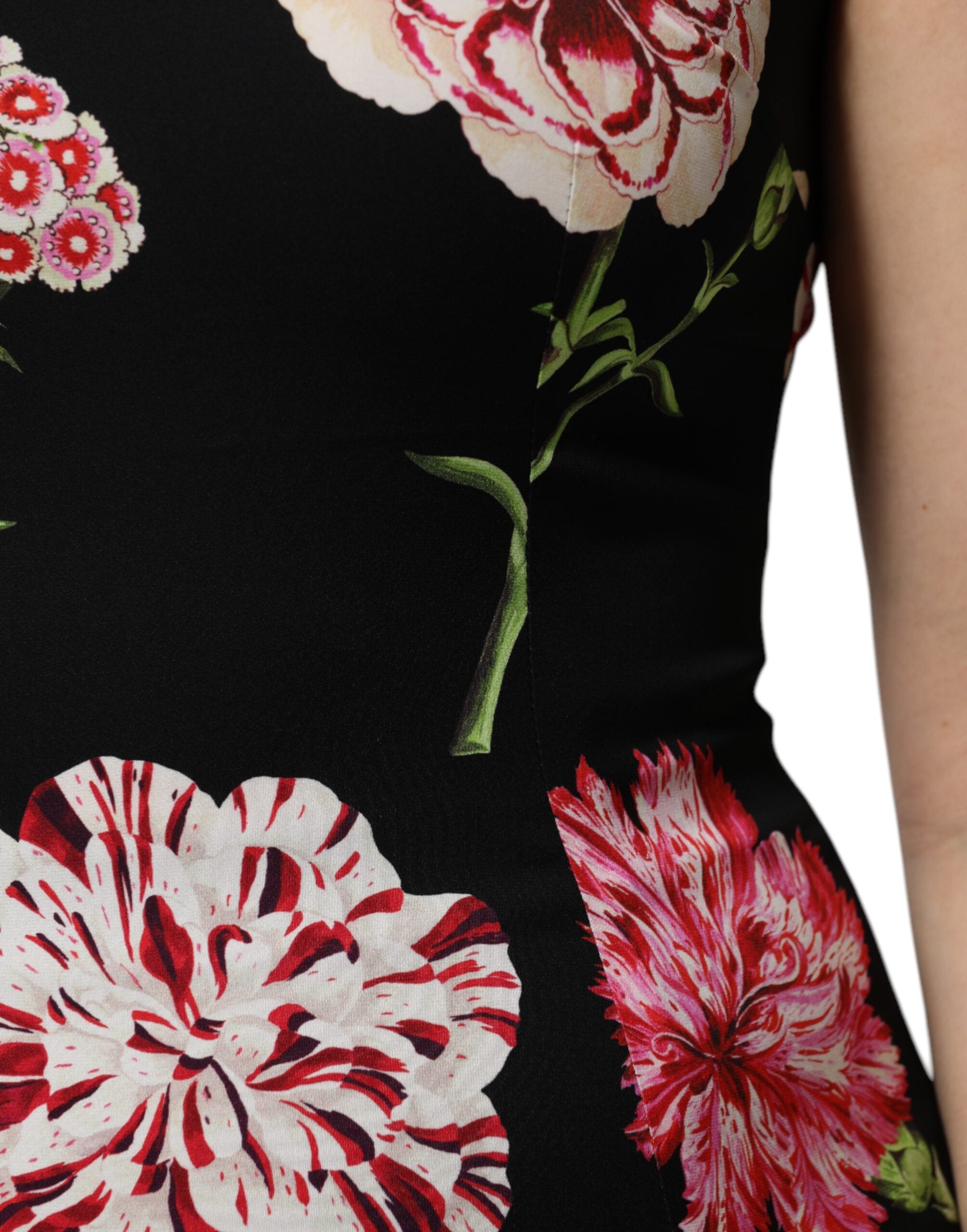 Dolce & Gabbana Schwarzes ärmelloses Tank-Blusen-Top mit Blumendruck