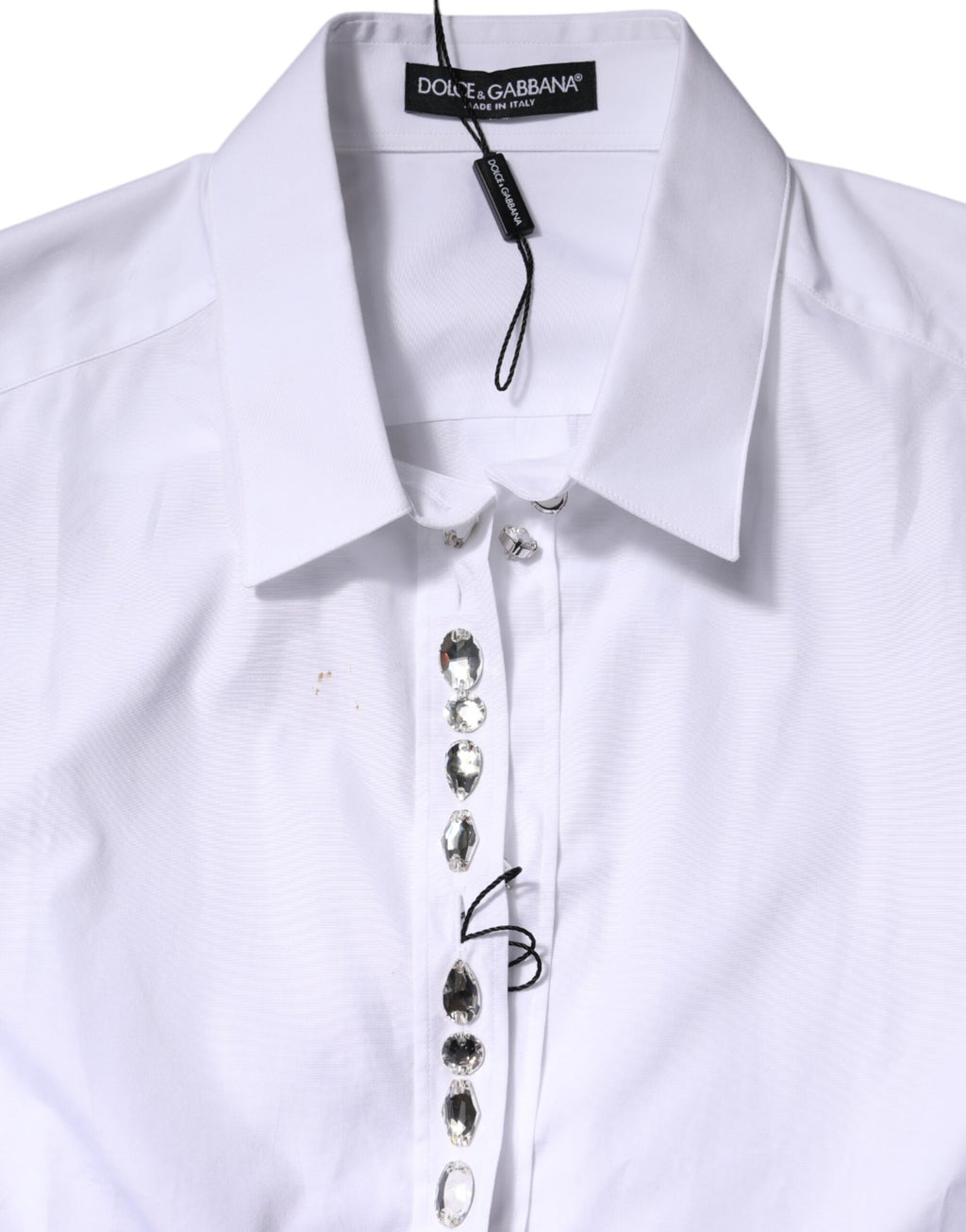 Dolce & Gabbana Weißes strassbesetztes langärmeliges Top