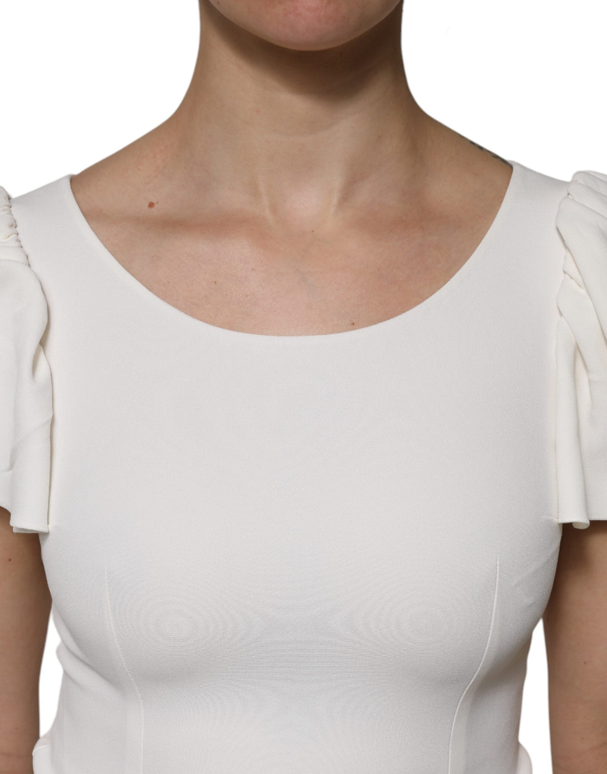 Dolce & Gabbana Witte Viscose Top met Ronde Hals en Korte Mouwen
