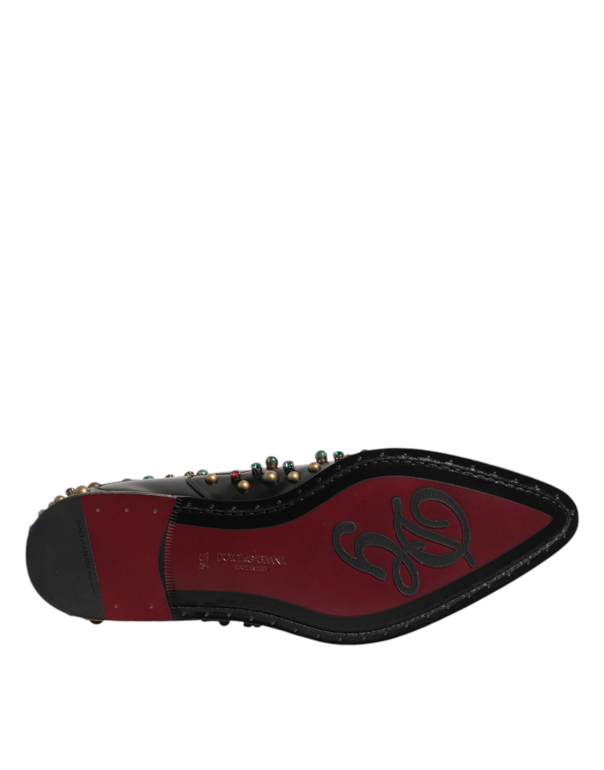 Dolce & Gabbana Schwarzes Leder Derby Kleid Nietenschuhe