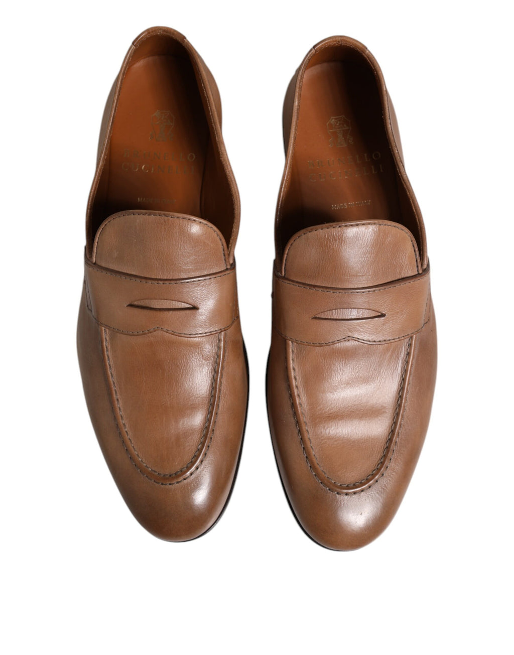Brunello Cucinelli Braun Leder Loafer Kleid Formelle Schuhe