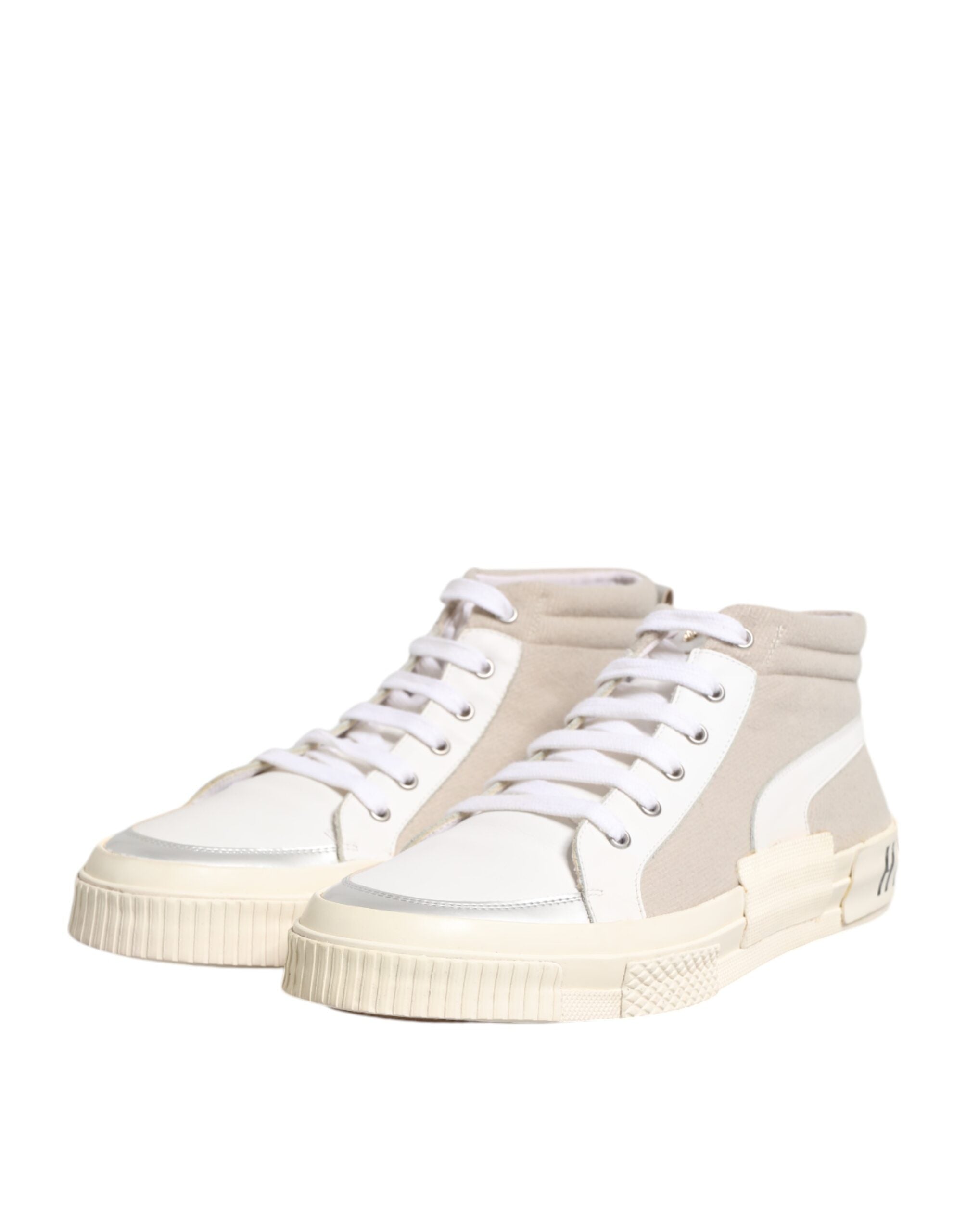 HIDE & JACK Weiß Beige Lace Up Mid Top Casual Turnschuhe Schuhe