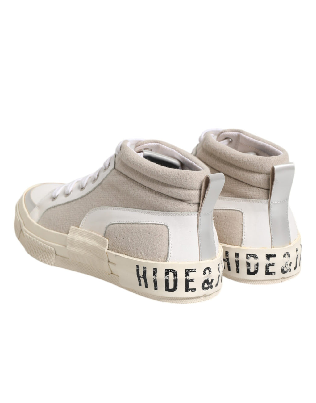 HIDE & JACK Weiß Beige Lace Up Mid Top Casual Turnschuhe Schuhe