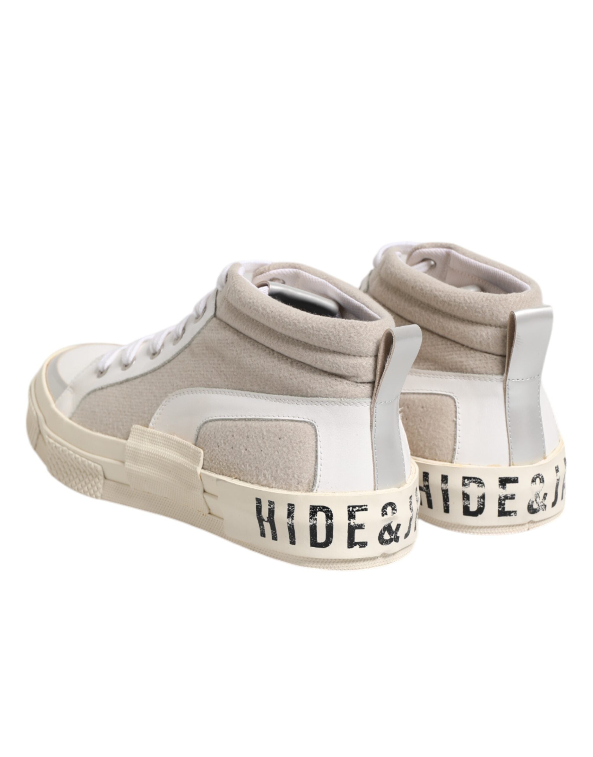 HIDE & JACK Weiß Beige Lace Up Mid Top Casual Turnschuhe Schuhe