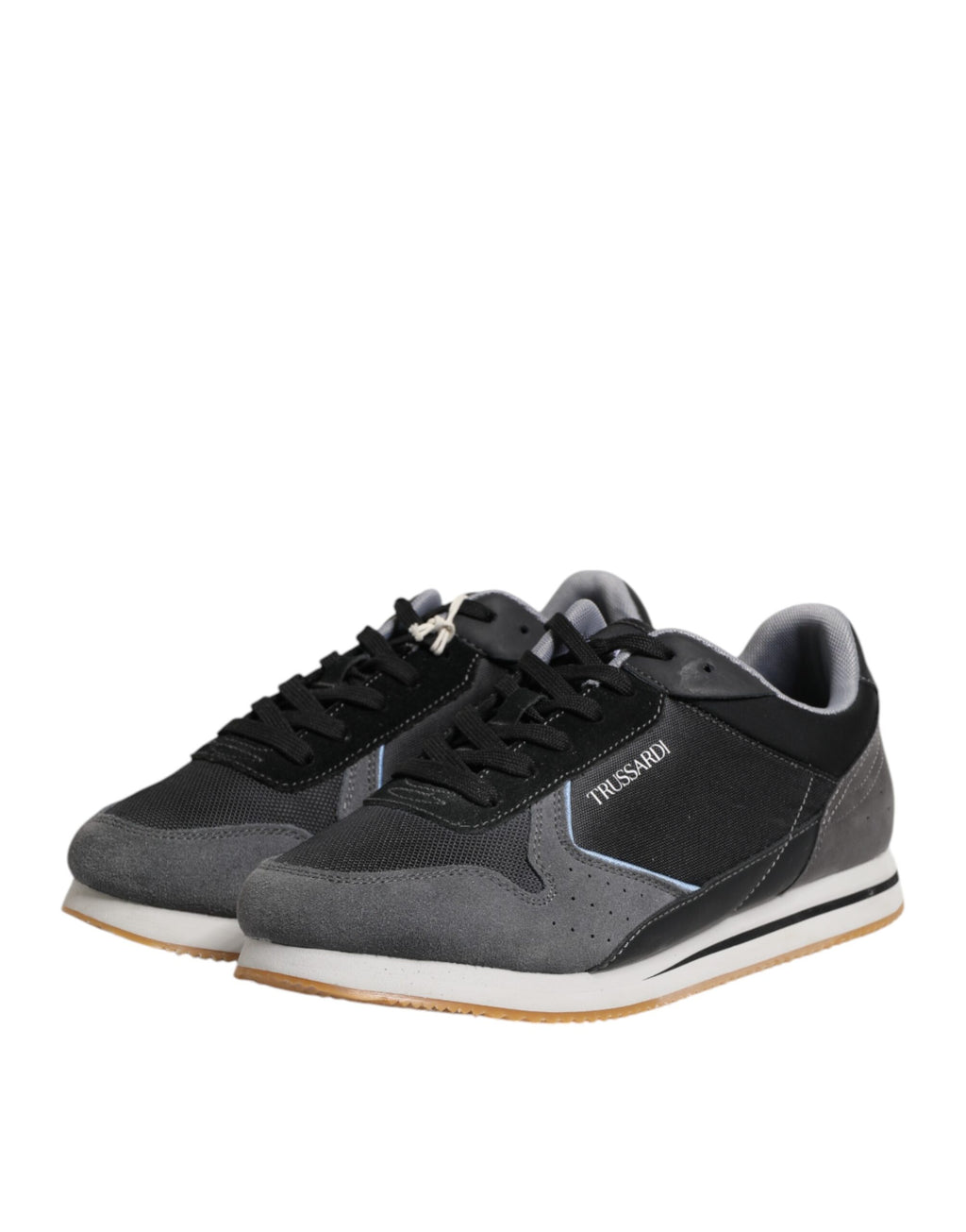 Trussardi Schwarz Gray Lace Up Low Top Casual Turnschuhe Schuhe