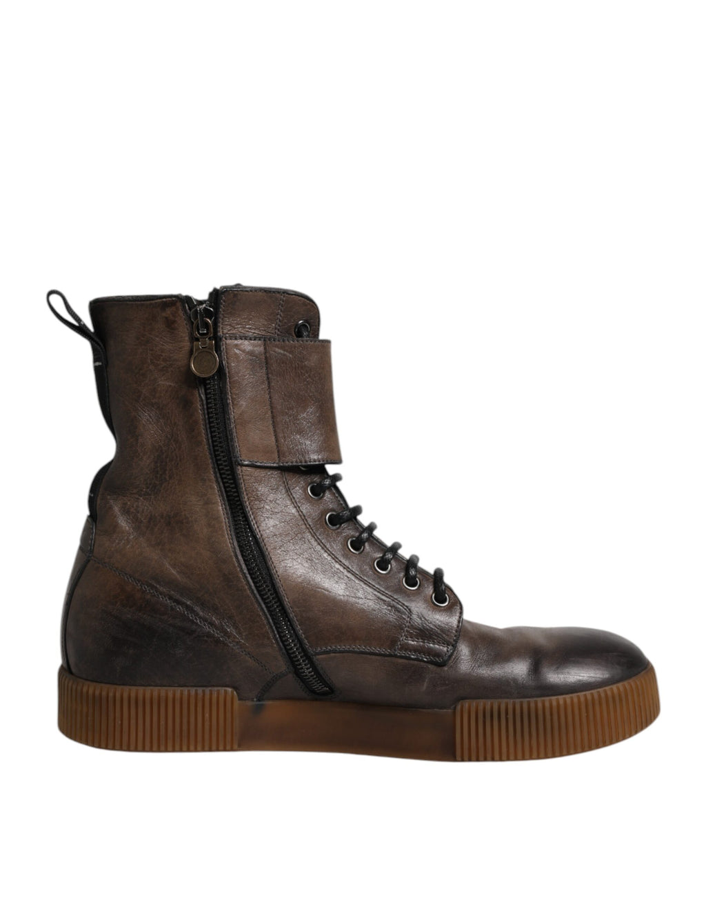 Dolce & Gabbana Braune Pferdeleder Mid Calf Stiefel Schuhe