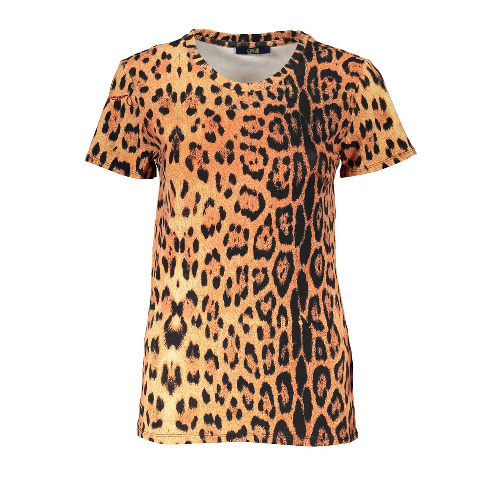 Cavalli Class Orangefarbene Baumwoll-Oberteile & T-Shirt