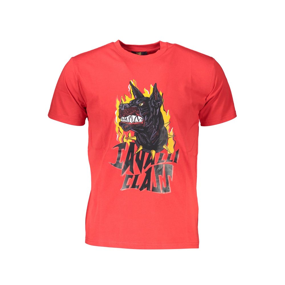 Cavalli Class Rotes Baumwolle Männer T-Shirt