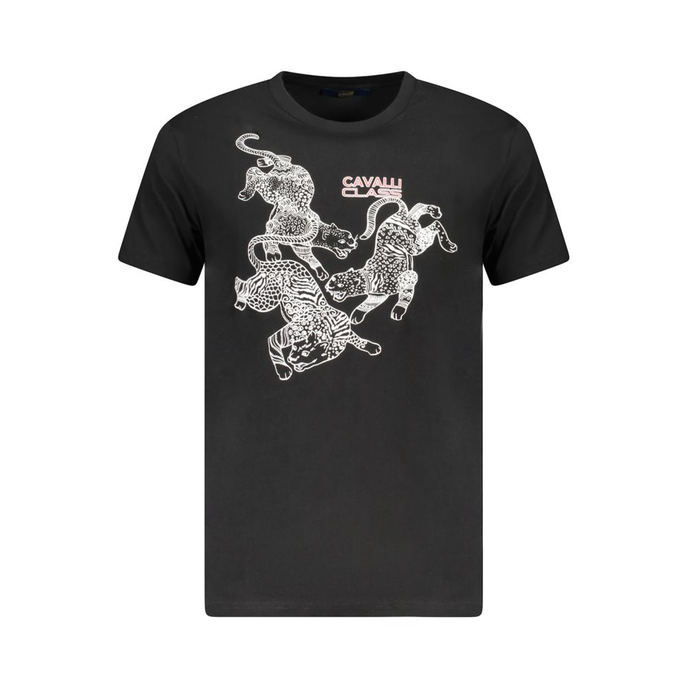 Cavalli Class Schwarzes Baumwolle Männer T-Shirt