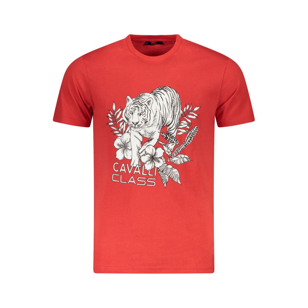 Cavalli Class Rotes Baumwolle Männer T-Shirt
