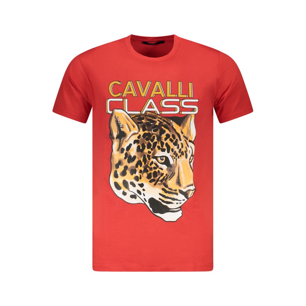 Cavalli Class Rotes Baumwolle Männer T-Shirt