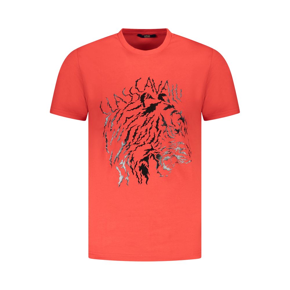 Cavalli Class Rotes Baumwolle Männer T-Shirt