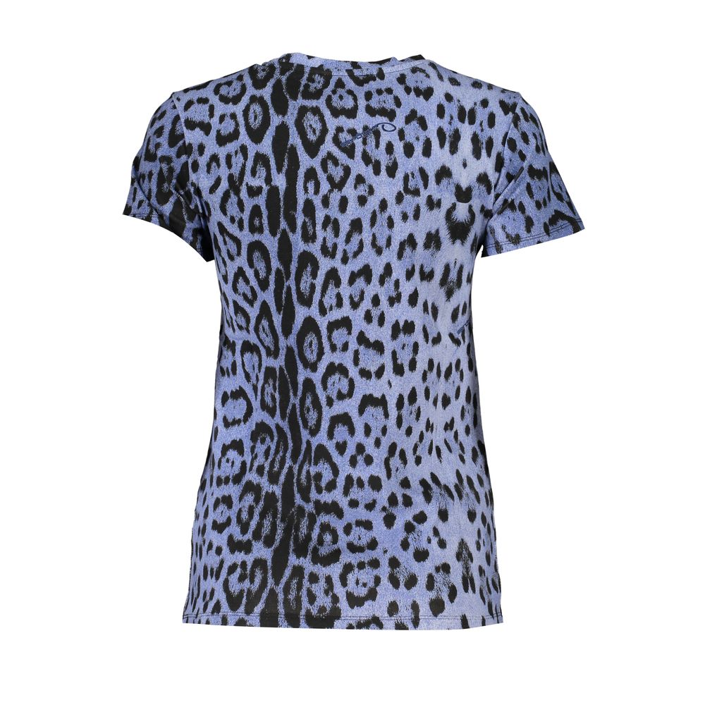 Cavalli Class Hellblaues Baumwoll-Top für Frauen