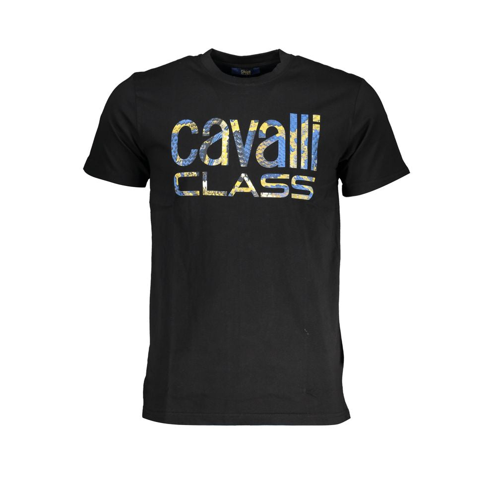 Cavalli Class Schwarzes T-Shirt aus Baumwolle