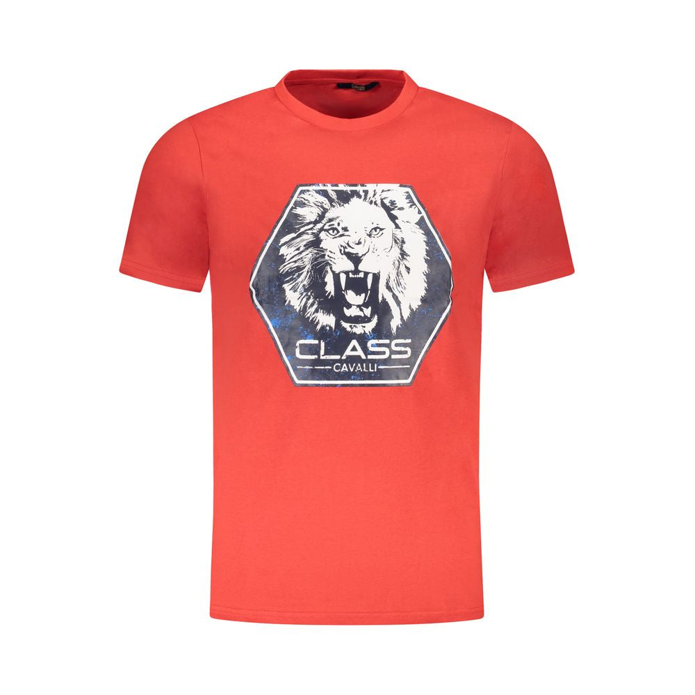 Cavalli Class Rotes Baumwolle Männer T-Shirt