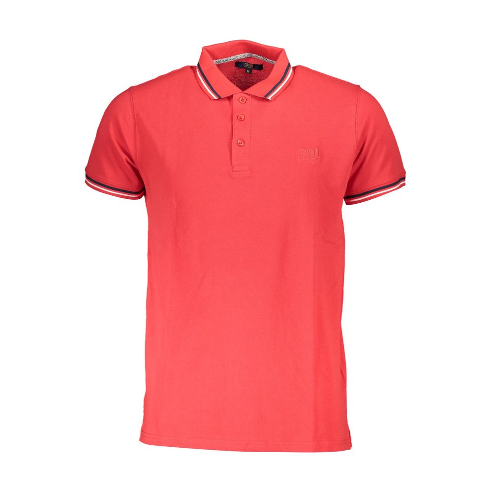Cavalli Class Rotes Baumwoll-Poloshirt für Männer
