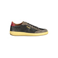 Blauer Schwarzes Leder Herren Sneaker