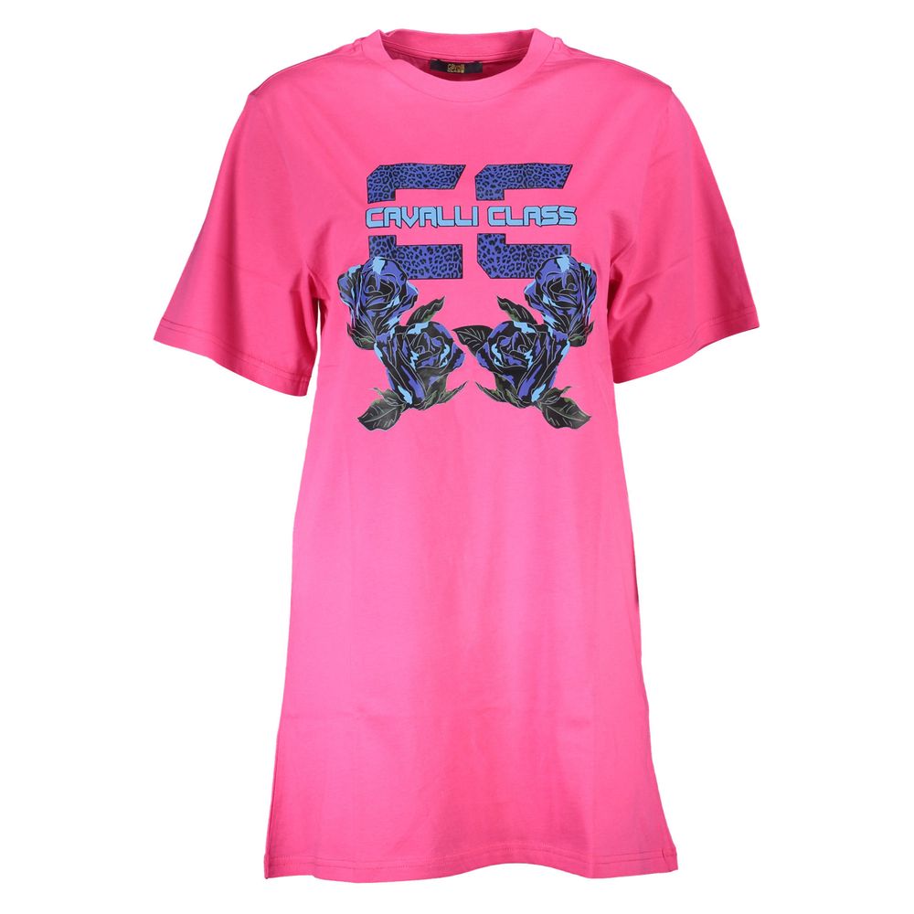 Cavalli Class Rosa Baumwollkleid für Frauen