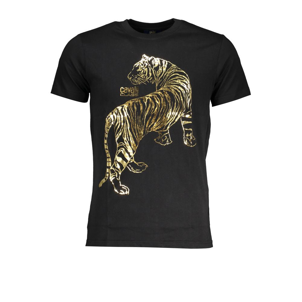 Cavalli Class Schwarzes T-Shirt aus Baumwolle