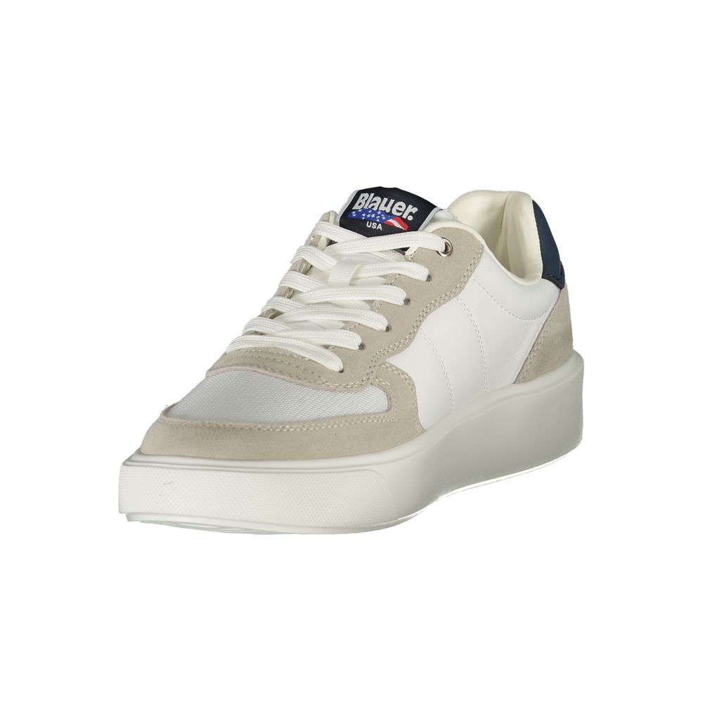 Blauer Weißes Leder Herren Sneaker