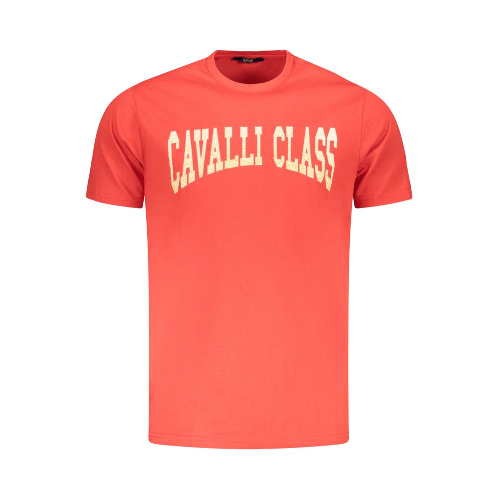 Cavalli Class Rotes Baumwolle Männer T-Shirt