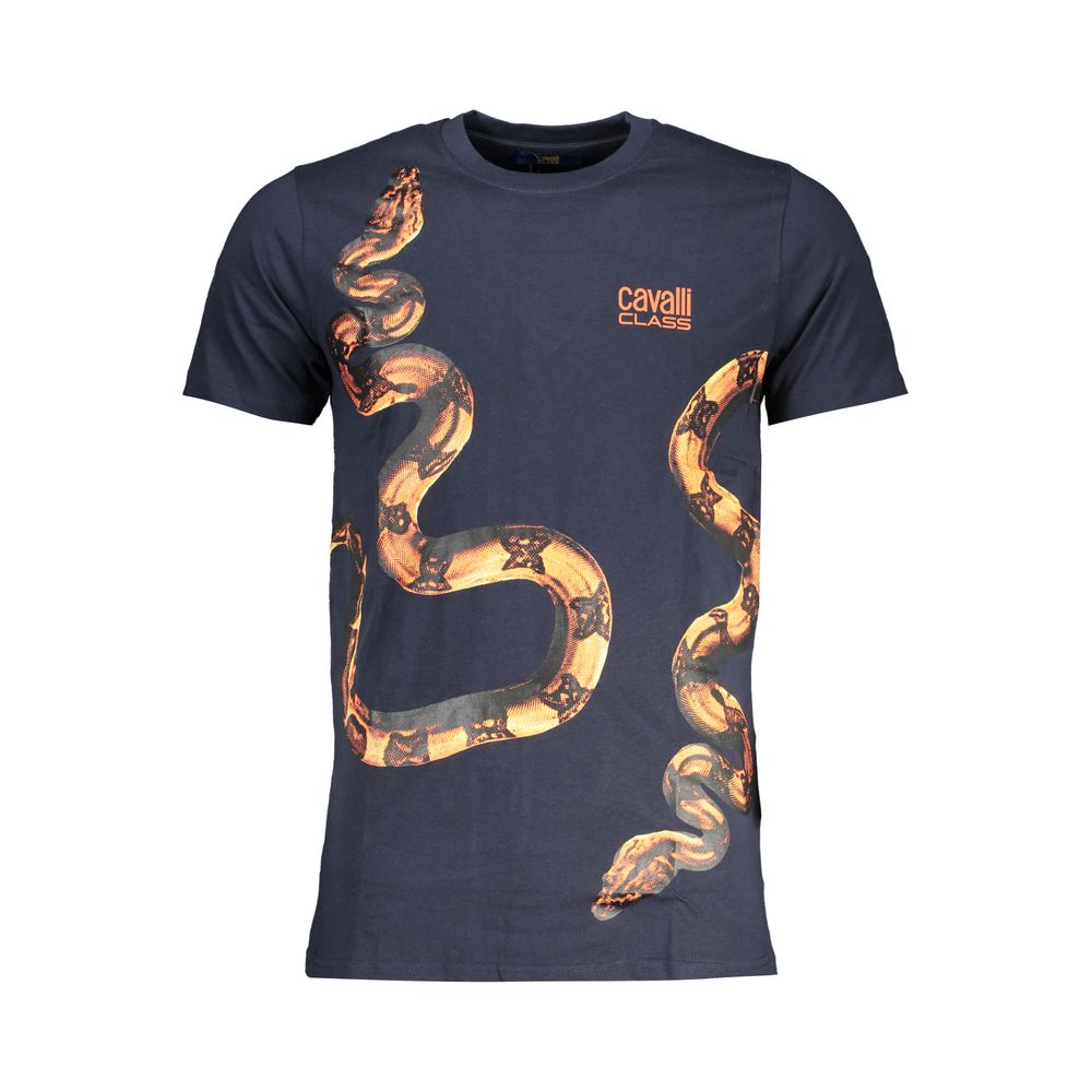 Cavalli Class T-Shirt aus blauer Baumwolle