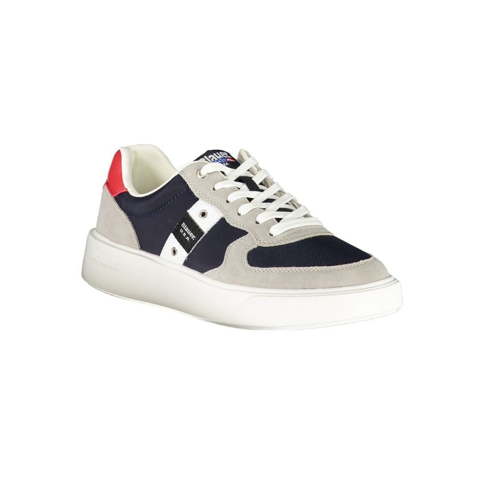 Blauer Blaue Leder Herren Sneaker