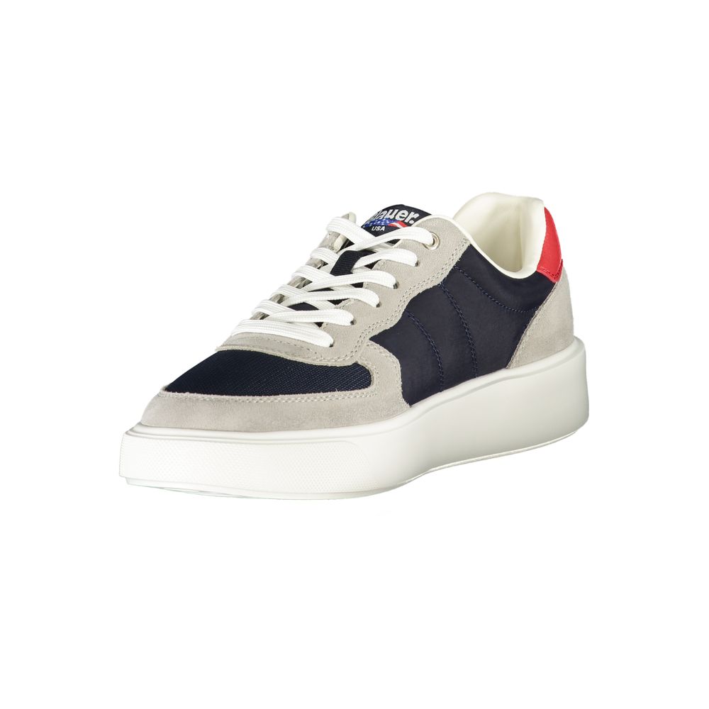 Blauer Blaue Leder Herren Sneaker